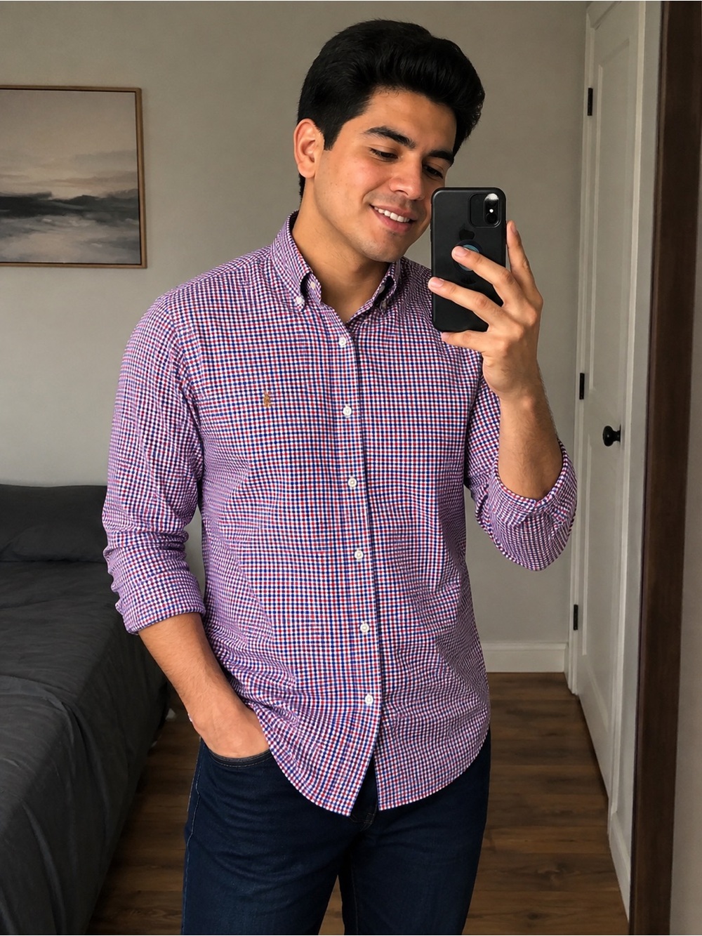 Ralph Lauren Purple and Blue Gingham Button-Down Shirt